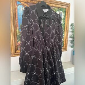 Black Cat Print Dress